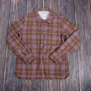 Stio Flannel Shirt Womens Medium Brown Plaid Button Front Organic Cotton Outdoor